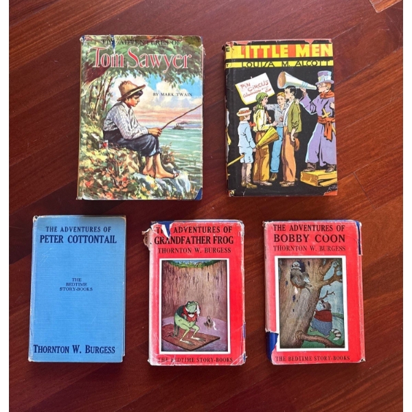 Tom Sawyer, Little Men, Peter Cottontail, Grandfather Frog & Bobby Coon Books