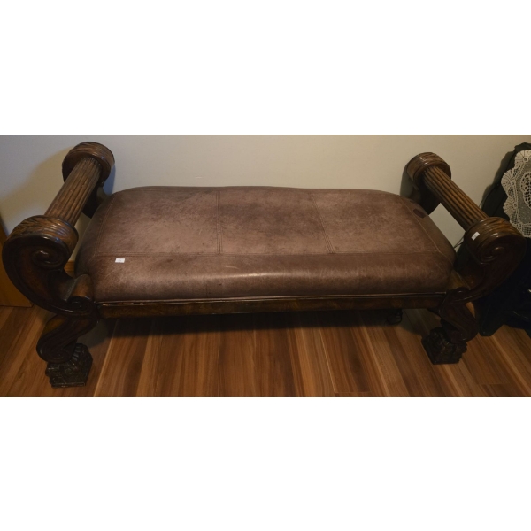 Designer Bench Solid Heavy Leather Seat 53L x 24W x 24H