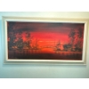 Image 1 : Kovak Oil On Canvass Red Night 36 x 20