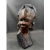 African Hand Carved Ebony Female Bust 13T
