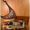 Image 1 : Northwest Tribal Art Goose Carving, Fish On Board Wall Art & Triple Beam Balance Scale