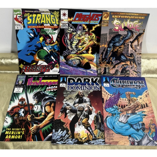 Six Comic Books Featuring Various Titles and Genres