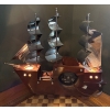 Image 2 : Awesome Vintage Wooden/Metal Sea Ship Clock & Light, Works - 19W 