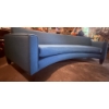Image 12 : Curved Blue Upholstered Sofa with Tapered Wooden Legs