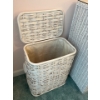 Image 2 : White wicker dresser with white wicker mirror and laundry hamper all matching in great condition. Dr
