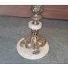 Image 4 : Vintage Marble Top Coffee Table 48 W, 20 D, 15 T and Marble Top Side Table 15" Diameter Top, 18 T 