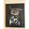 Image 1 : Adorable Owl Painting on Canvas, Unsigned - 17x21