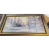 Image 1 : Framed Lithograph of the Painting "Serene Forest & Lake Scene" by James Mastic ( 53 H x 28 W )