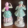 Image 1 : Vintage Colonial Porcelain Figurines  Made In Japan  Hand painted Victorian Man & Woman 8"tall
