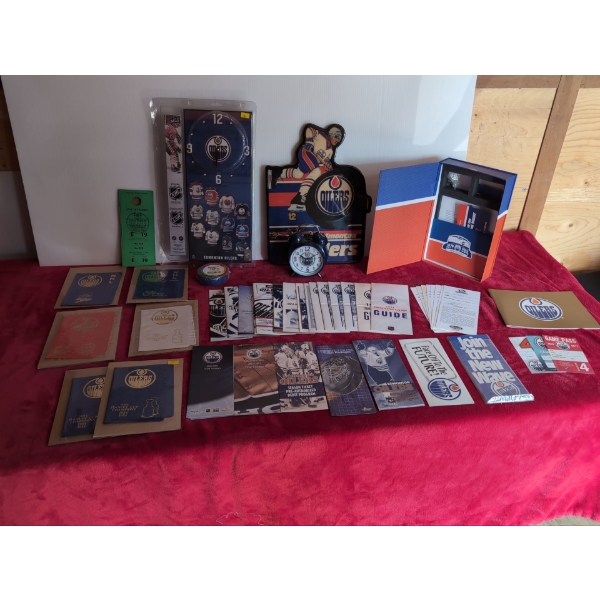 Oilers Clocks, Ticket Holders from Different Years, Multiple Oilers Pamphlets 