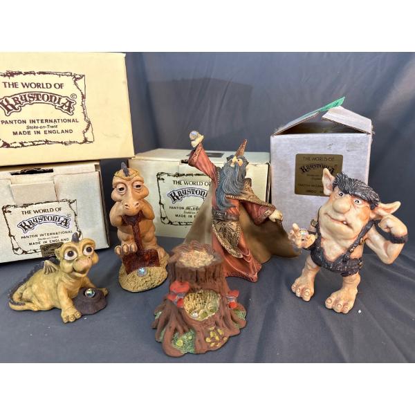 Krystonia Hand Painted Figurines, Made in England w/ Certificates,  5 Pieces - Lrgest ~7in Long