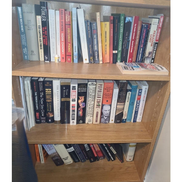 Three MDF Bookcases w/ Adjustable Shelves 24.5 W, 12 D, 35 T, Books Included!