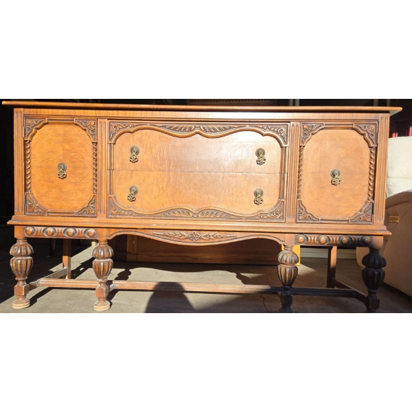 Antique Wooden Sideboard H-39" W-21" L-70"