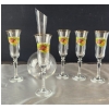 Image 4 : Glass Decanter Set with Floral Designed Champagne Flutes 