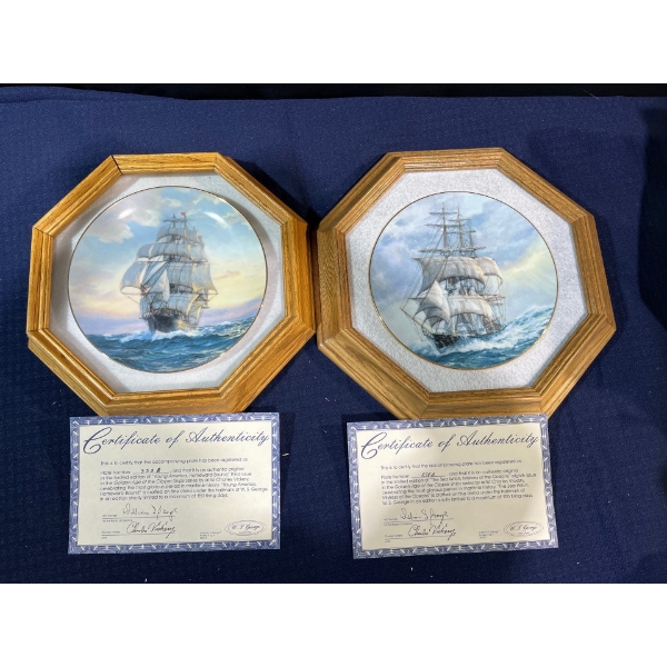 Set of Two Collectors Plates in Frames with original boxes and COA