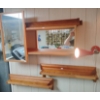 Image 1 : Unique Shelf w/ Sliding Mirror & 6 Wood Floating Shelves