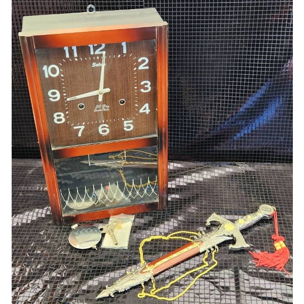 Sabre 30-Day Clock From the 70s and Ornate Dagger with Case