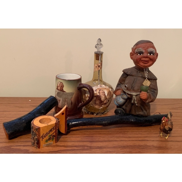 Friar Feature - Friar Bobble Head 9T w/ Liquor Decanter Stein & More