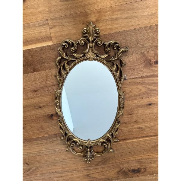 Ornate Oblong Gold Gilt Wall Mirror w/ Assorted Decorative Collectives 6T