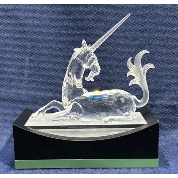 Swarovski Crystal Unicorn 5H with a Pedestal 2.5H and Original Boxes
