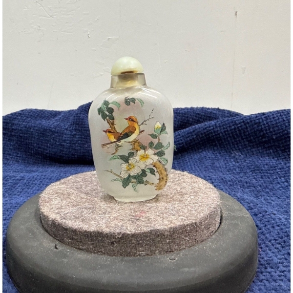 Hand Painted Birds Glass Snuff Bottle 3H