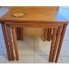 Image 3 : Mid Century Teak Nesting Tables (3) w/ Decorative Bohemian Tile Accent 