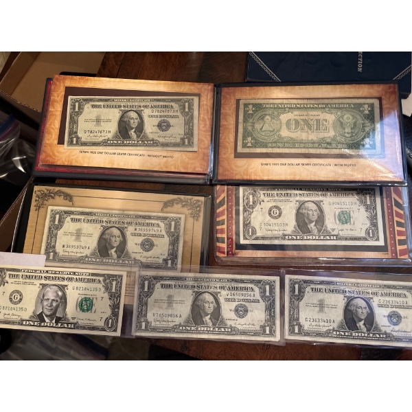 1935 E 1957 ,1957 B Silver Certificates US 1$ Banknotes X 5 & Rare 1963 B  Joseph Barr 