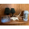 Image 1 : Beaded mini tea light holders, beaver skull, shed from a deer, vase made in Japan and cute little wo