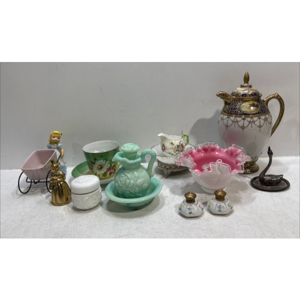 Porcelain Pitchers, Cups, Decor, Trinket Box, and more
