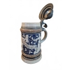 Image 3 : German Stoneware Beer Stein 1L with Relief Decoration and Pewter Lid 10''H