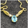 Image 2 : Blue Topaz, 10K Gold and Diamond Necklace (total weight 2.5g)