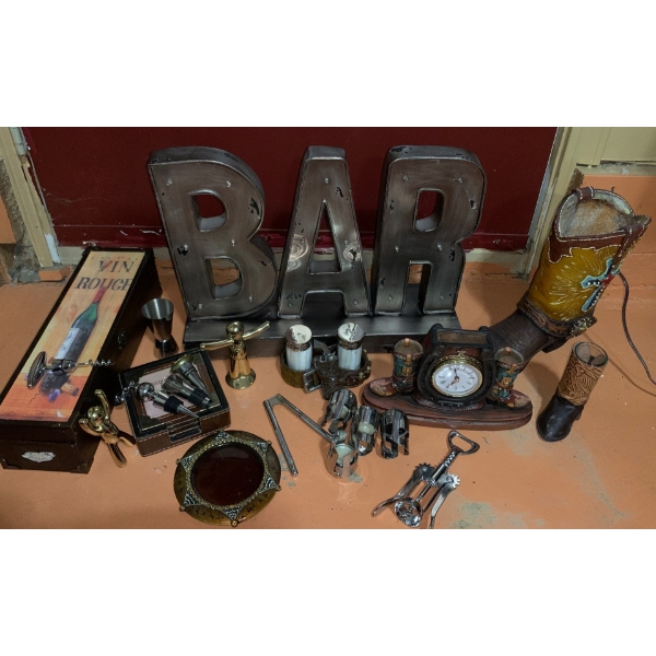 Collection of Cowboy Themed Bar Accessories 