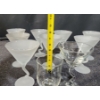 Image 6 : Frosted Martini Glasses with a Bent Stem Design. One Clear Glass and Irish Coffee Glass Included!