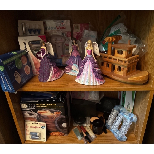 Misc. Home Incl. Angel Figures, Wood Boat, Vacuum Canister, Pedi Machine, More  