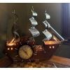 Image 1 : Awesome Vintage Wooden/Metal Sea Ship Clock & Light, Works - 19W 