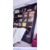 Image 1 : Contemporary Two-Piece Glass Door Bookcase and Open Shelf Unit in Dark Finish