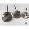 Image 1 : Vintage French Copper Pans Featuring Tin Lining And Brass Handles