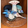 Image 1 : Glass Bird Enchore w/ Crystal Serving Tray ++ Dolphin Candle Holder