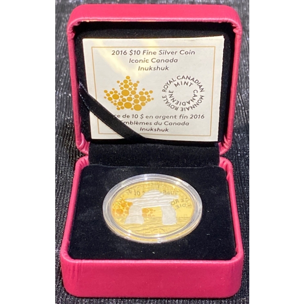 2016 Royal Canadian Mint  Inukshuk $10 Fine Silver Coin