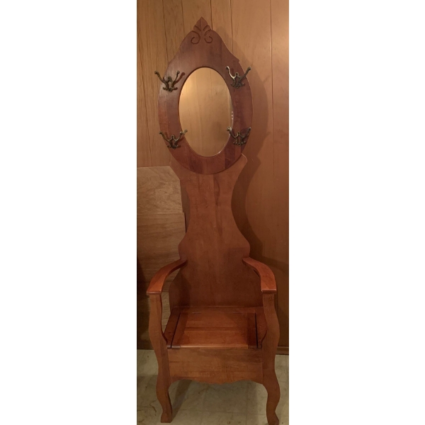Georgian Oak Entry Organizer / Coat Caddy 24x78