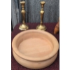 Image 5 : Brass Candlesticks, Wooden Stool, Wooden Bowl, Violin Decor, Decorated Flask