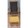 Image 2 : Wooden Rocking Chair w/ Ottoman & Knitted Throw  &  Hand Made Shadow Box Framed Floral Art Piece