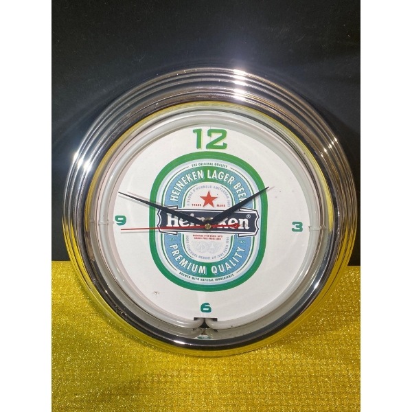 Heineken Beer Neon Light Wall Clock 