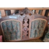 Image 3 : Eastlake Art Decor Two Seater Couch Uphosltered in Green & Rose Tapesty Fabric 53 w 21 d 41 1/2 h