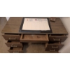 Image 2 : Mid-Century Wooden Desk with 5 Drawers and Desk Lamp