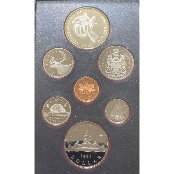 1983 Canada Double Dollar Proof Coin Set Silver Dollar 50% Silver 23.3 Grams