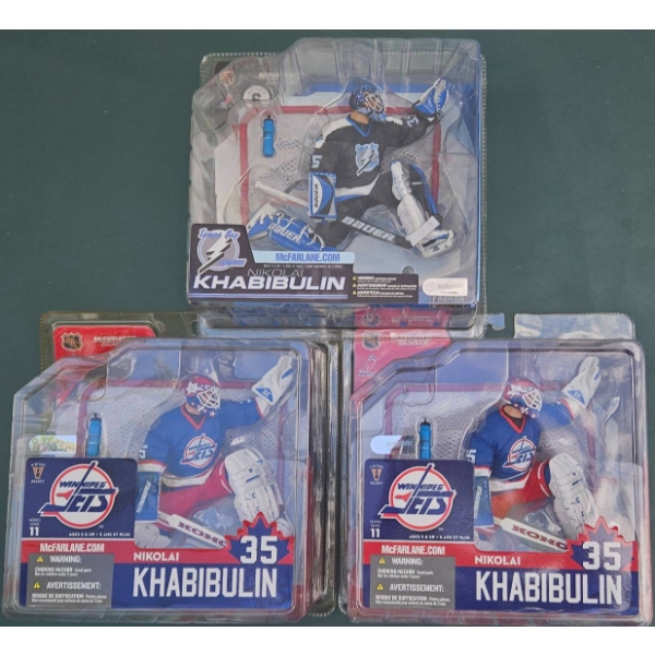 McFarlane NHL Nikolai Khabibulin Action Figures—3 Packaged
