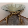 Image 1 : Glass Topped Coffee Table w/Moose Antler Base-Antler End Table