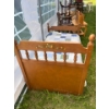 Image 2 : Oak Toddler Bed With Spindle Headboard & Foot Board With Flower Design L53 W30 H36 