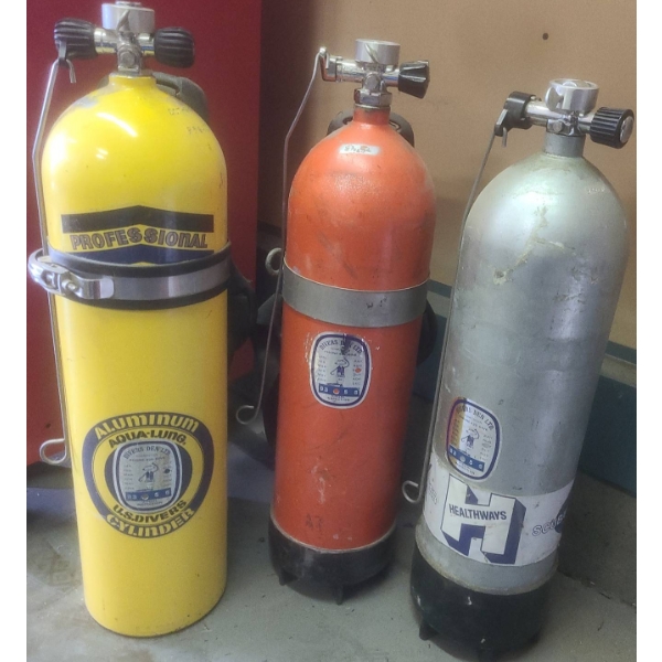 3 Vintage Scuba Diving Cylinders 